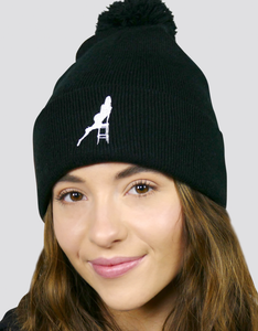 INU SILHOUETTE Black Pom Beanie